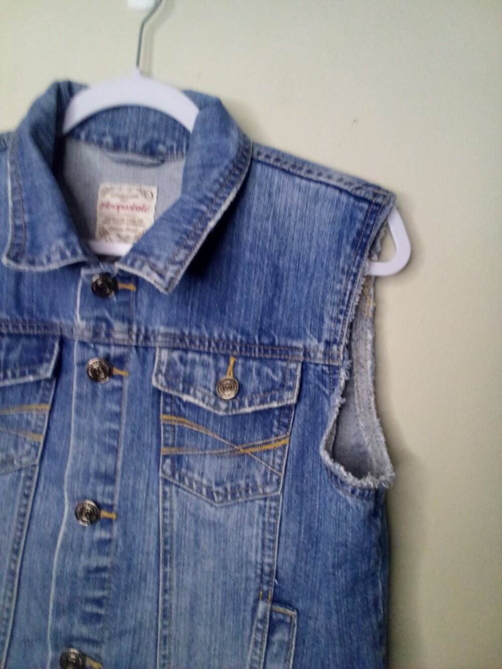 Aeropostale Denim Vest Women L Button Up Sleeveless Jacket Y2K Blue - Picture 3 of 14